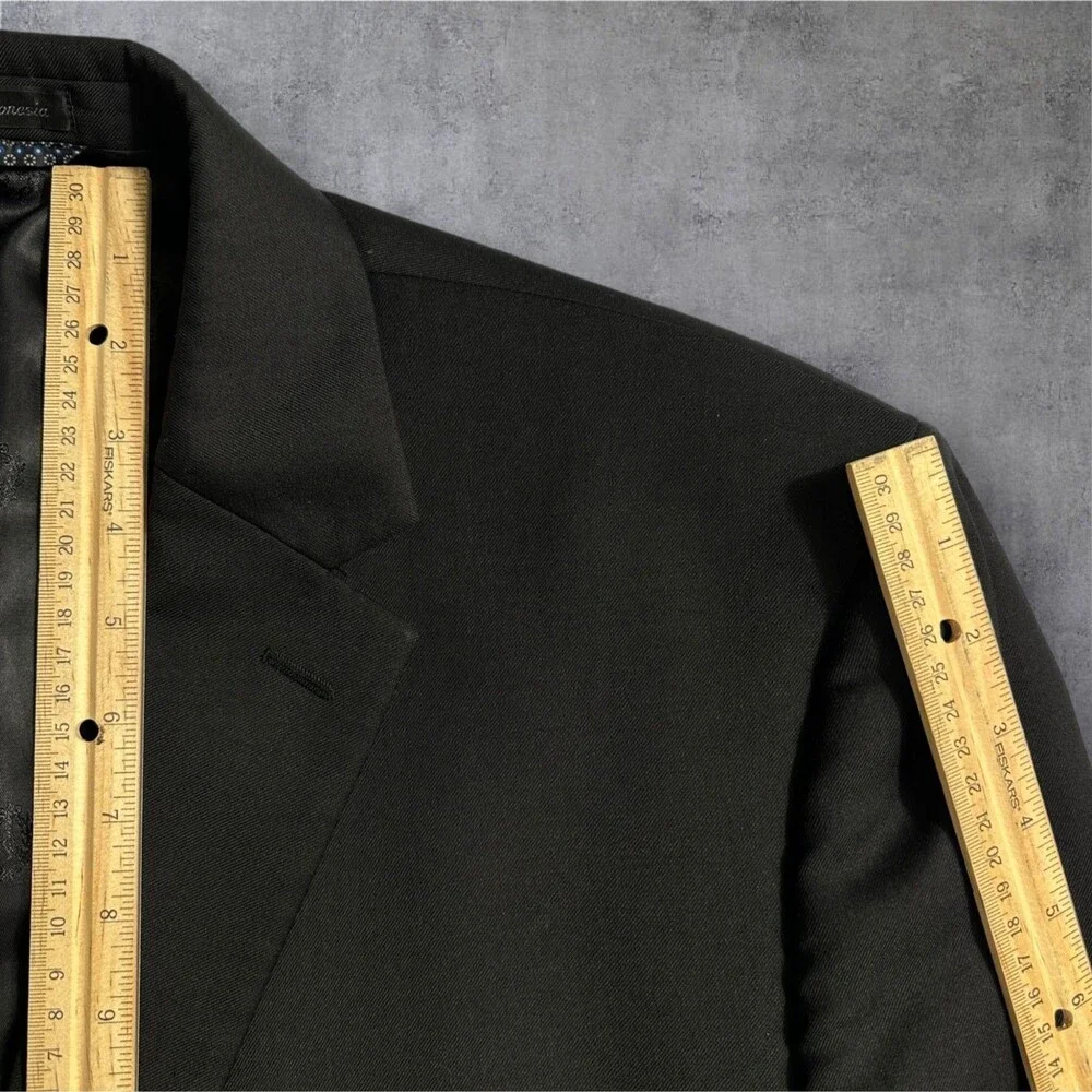 RALPH LAUREN Mens Blazer 50L Sport Coat Two Button Suit Jacket Black StretchWool